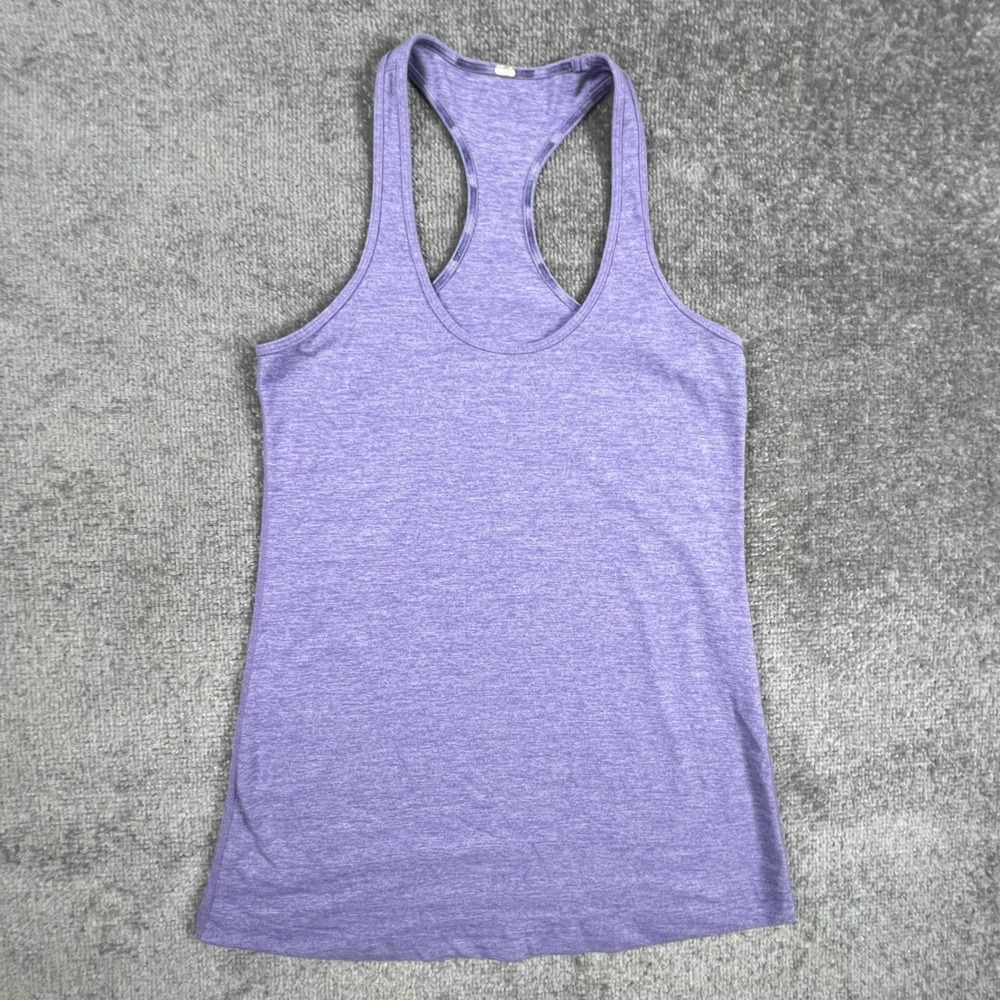 Lululemon Cool Racerback Tank Top Heathered Purple Slim Fit Yoga Running
